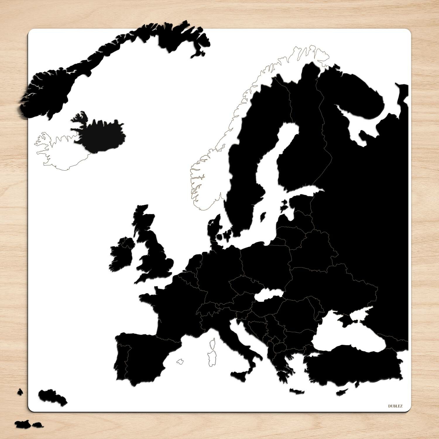 Dřevěné mapy Evropy na zeď