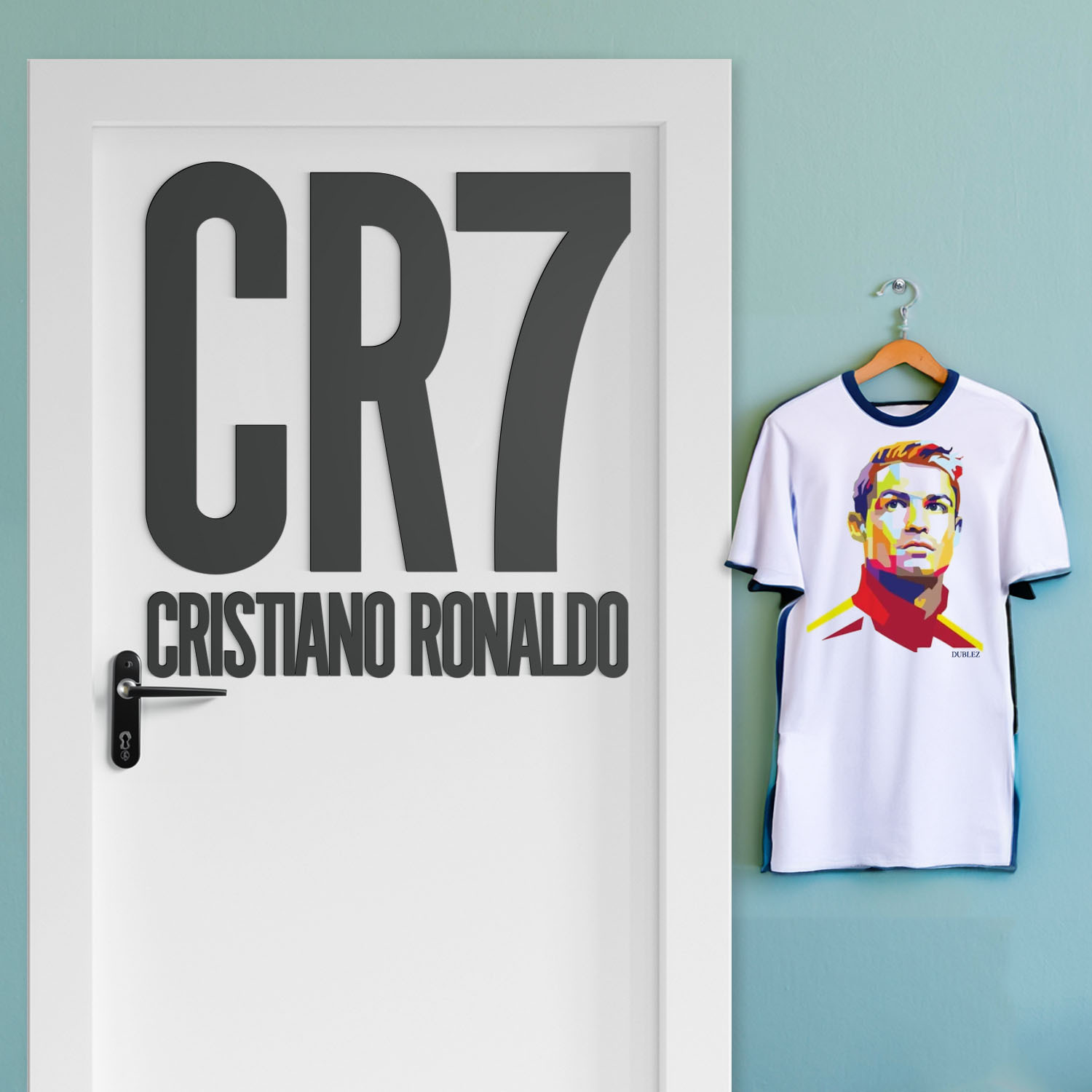 Dřevěný obraz loga - CR7 Cristiano Ronaldo