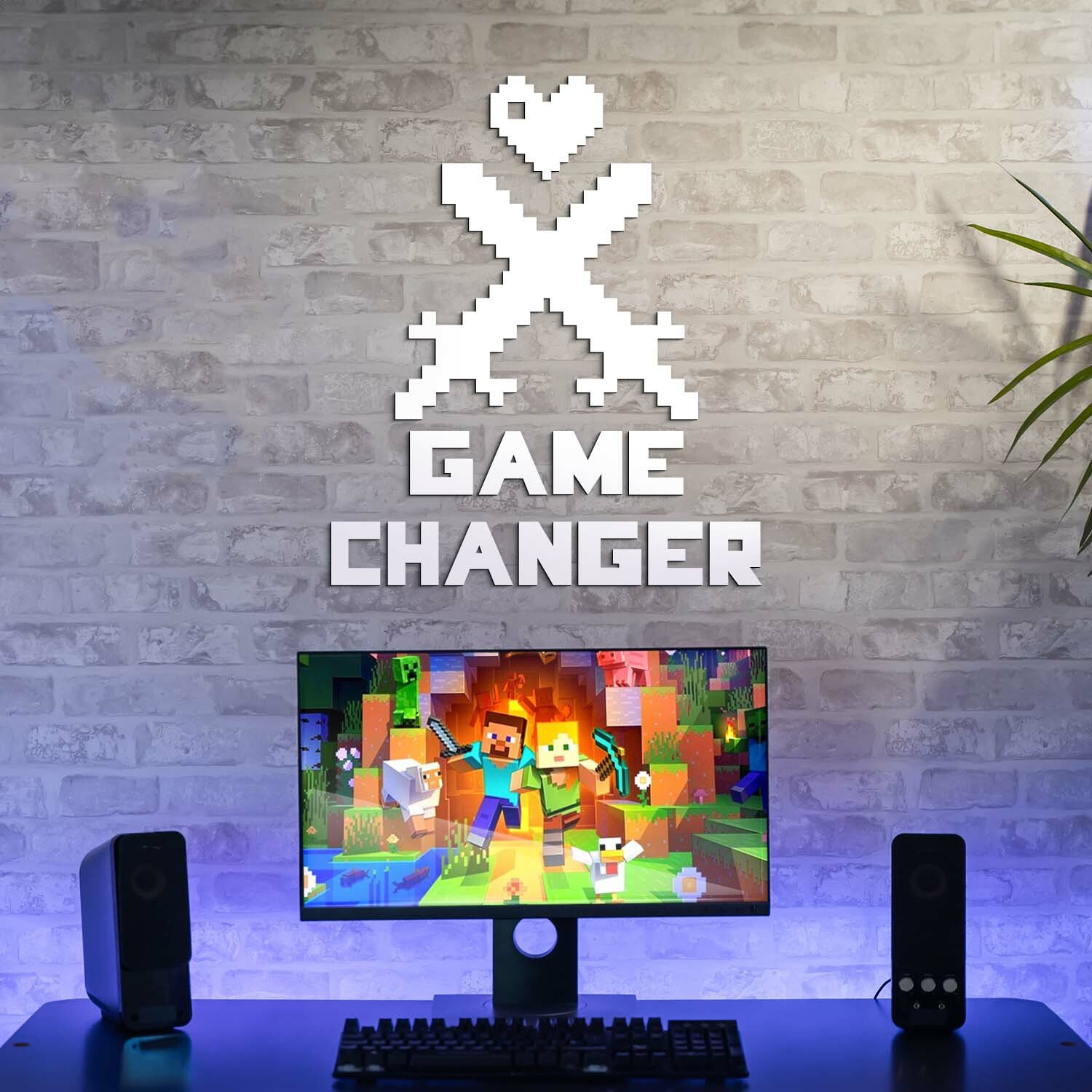 Dřevěná 3D samolepka - Game Changer - Minecraft