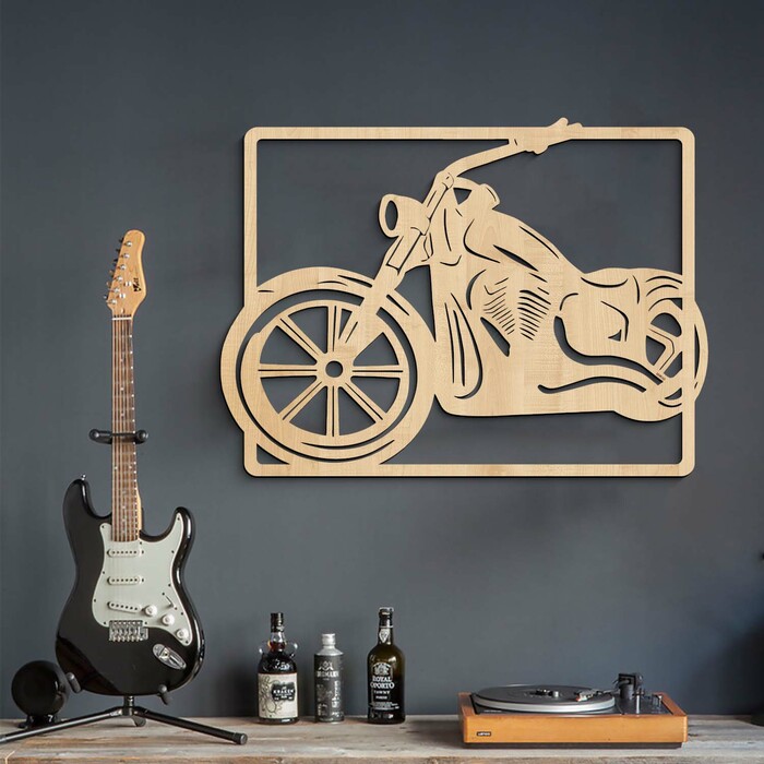 Dřevěný obraz na zeď - Motorka Chopper | Javor