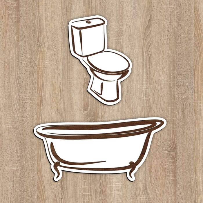 Dřevěné označení dveří WC + Koupelna | Bílá