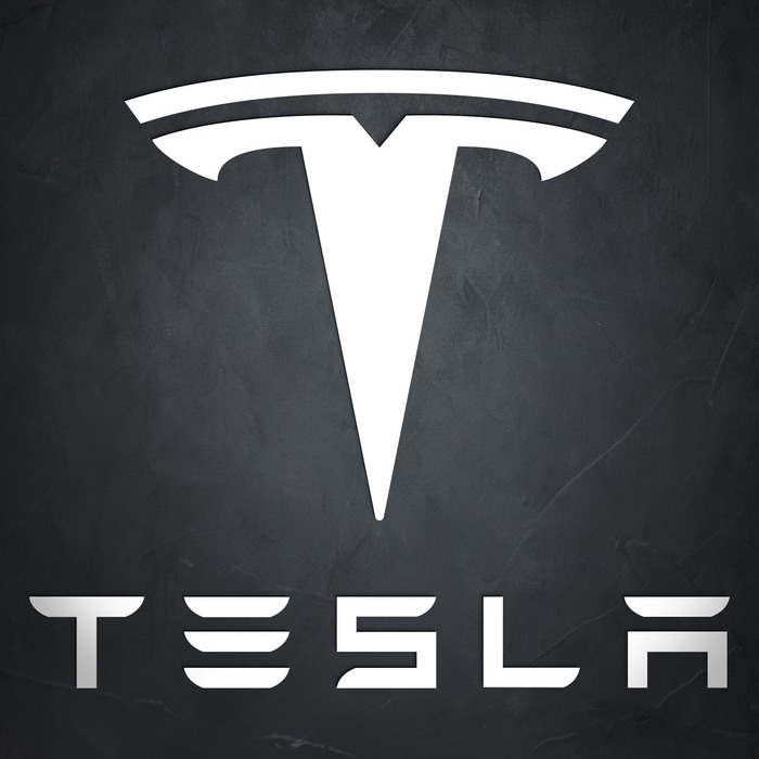 Dřevěný znak auta na zeď - Tesla | Bílá