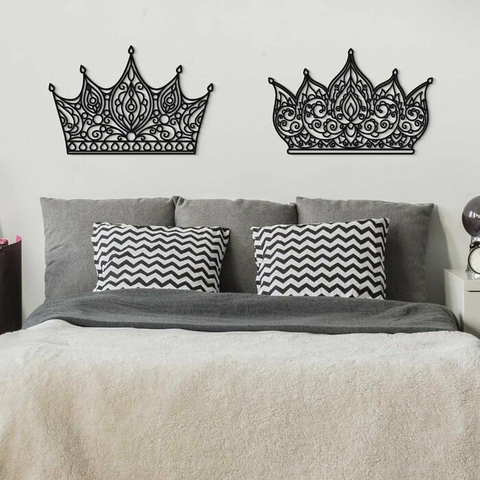 Ozdobné koruny - Obraz nad postel - Královna a Král | Černá