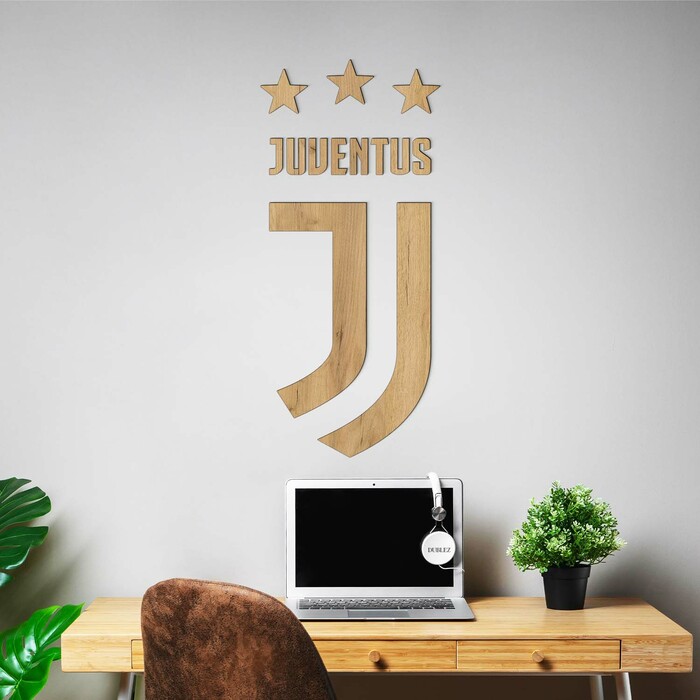 Dřevěné logo fotbalového klubu - Juventus | Dub zlatý