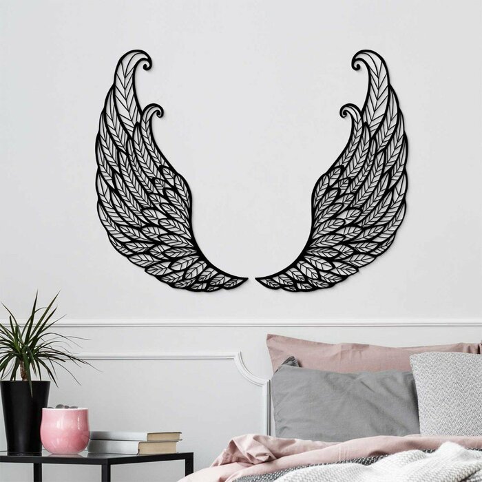 Andělské křídla na stěnu | Černá