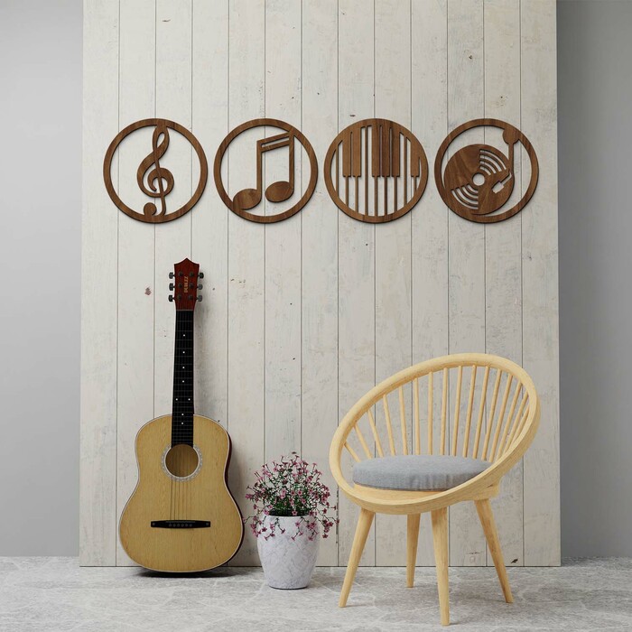 Dřevěné nálepky na zeď - Hudební ikony | Ořech