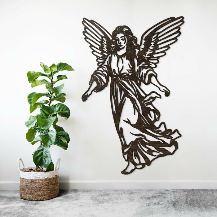 Dřevěný obraz anděla na zeď - Posel | Wenge