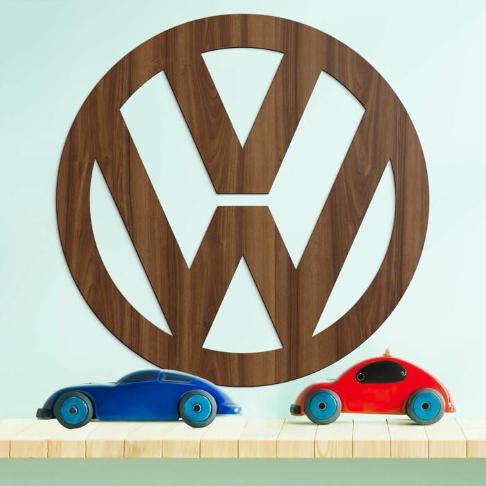 Dřevěný obraz - Znak loga Volkswagen | Ořech