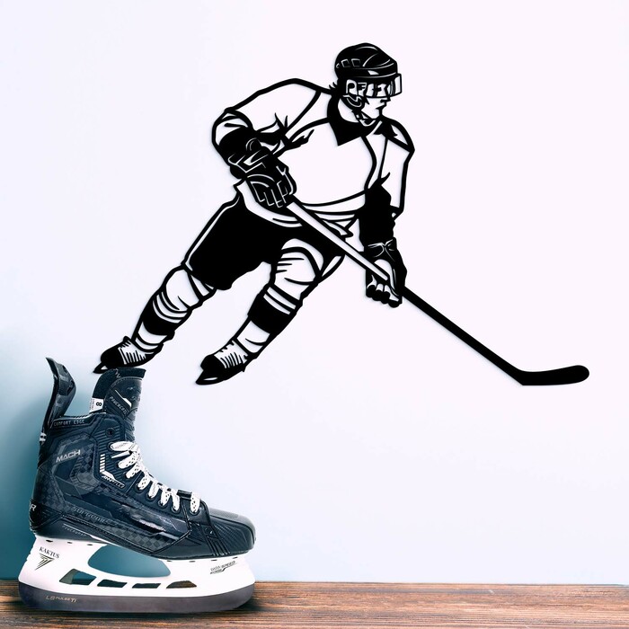 Dárek pro hokejistu - Dřevěný obraz na zeď | Černá