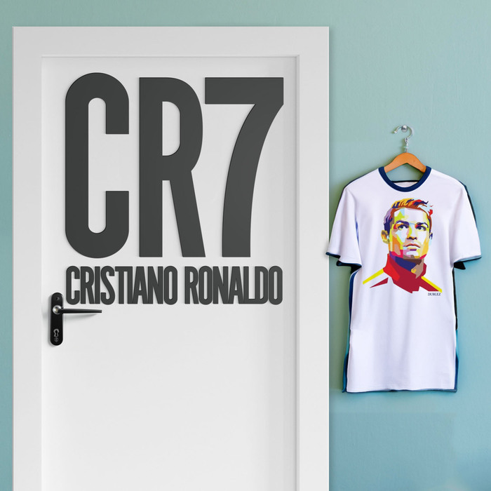 Dřevěný obraz loga - CR7 Cristiano Ronaldo | Antracitově-šedá