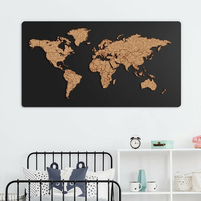Korková mapa světa - obraz | Černá