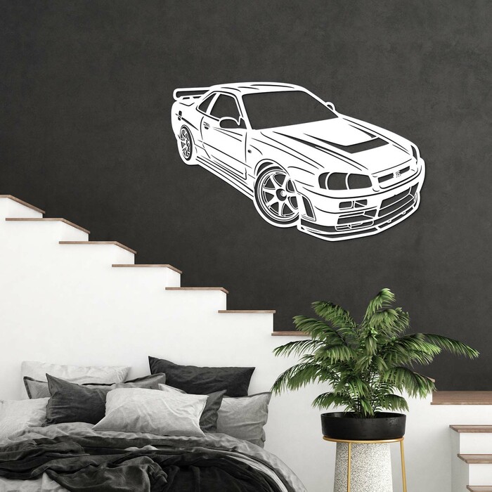 Dřevěný obraz auta - Nissan GT-R Skyline | Bílá