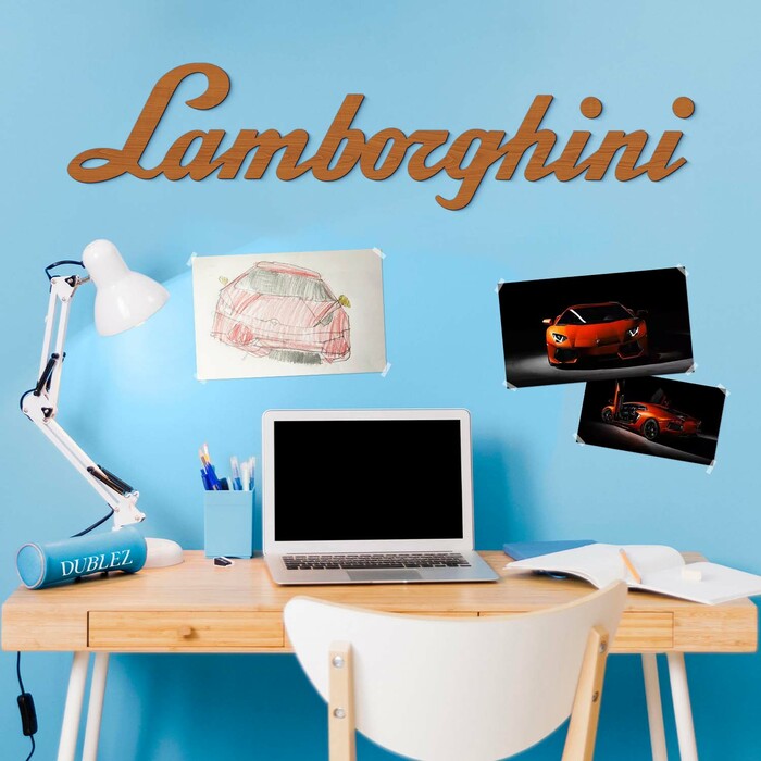 Dřevěné nápis na zeď - Lamborghini | Třešeň