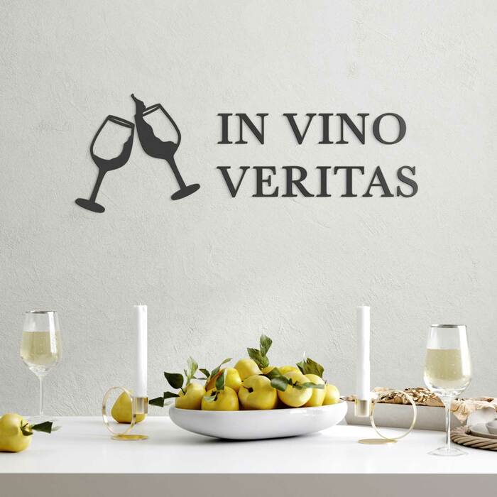 Latinský citát - In Vino Veritas | Antracitově-šedá