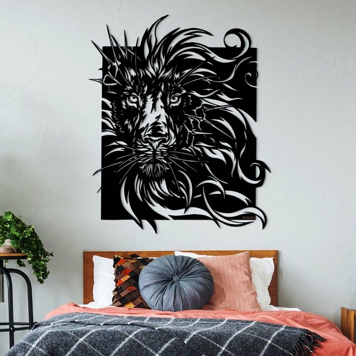 Drevený obraz na stenu - Lev | Čierna