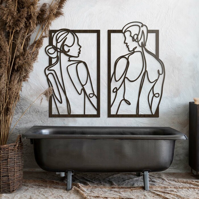 Drevený obraz na stenu - Muž a žena | Wenge