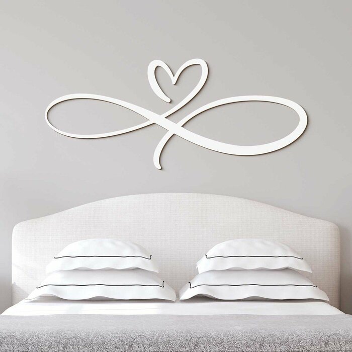 Dřevěná dekorace do ložnice - Nekonečná láska | Bílá