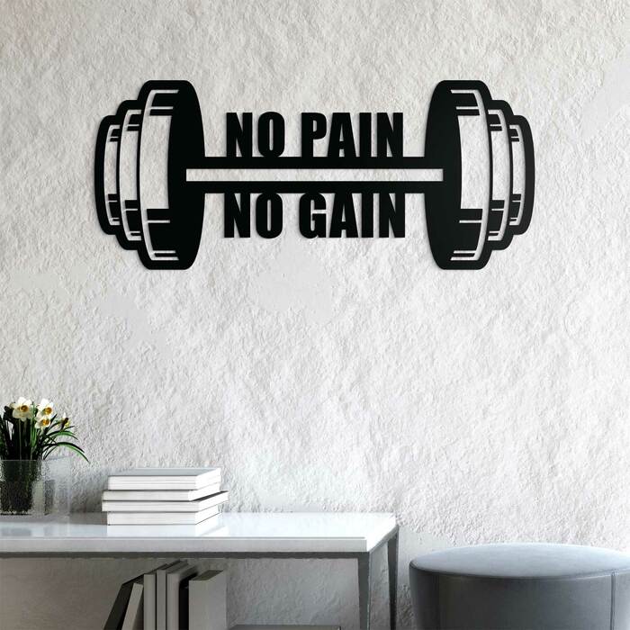 Motivace ke cvičení - Citát No Pain No Gain | Černá