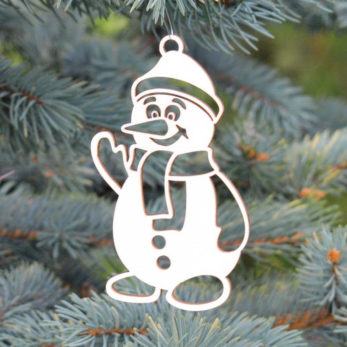 Sněhulák - Vánoční dekorace na stromeček | Přírodní topolová překližka