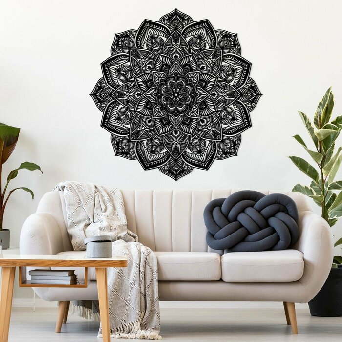 Luxusný drevený obraz na stenu - Mandala | Čierna