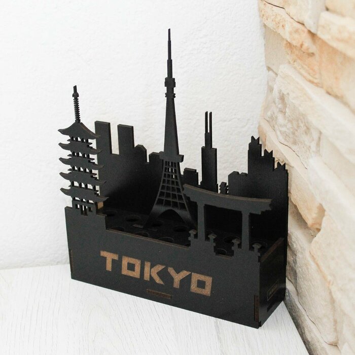 Dřevěný stojan na tužky / pera - Tokyo | Černá