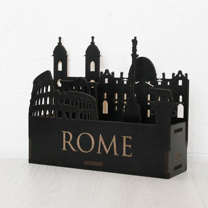Drevený stojan na perá - Rím | Čierna