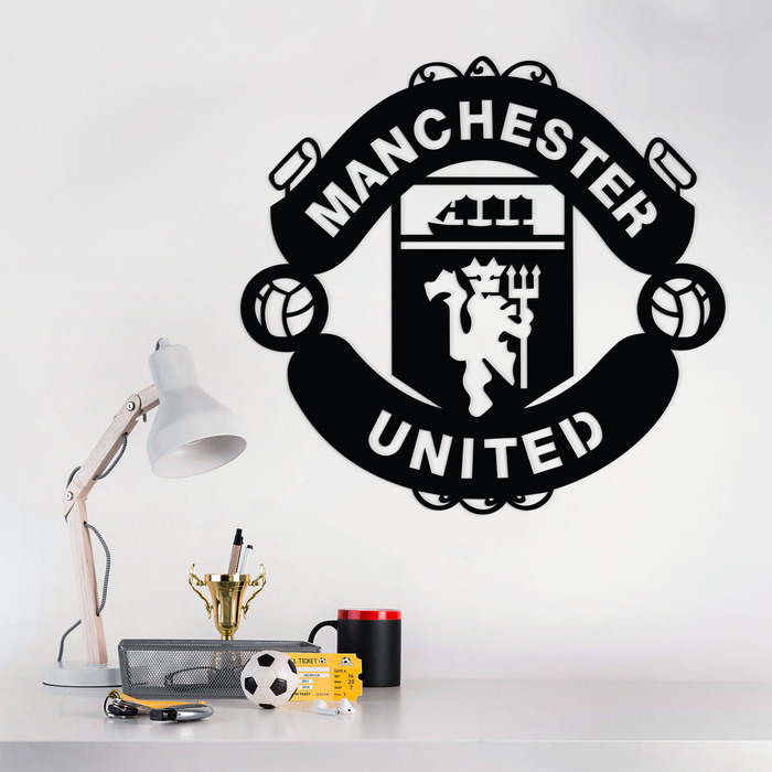 Dřevěný obraz - Logo Manchester United | Černá