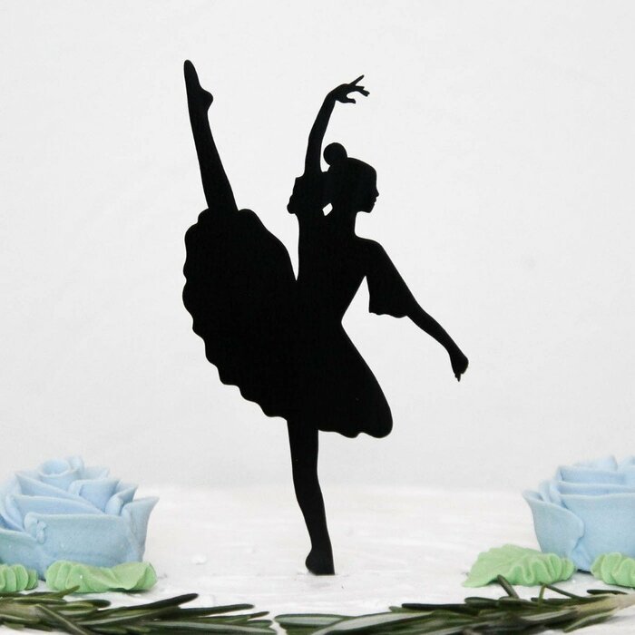 Dřevěný zápich na dort - Tanečnice baletu | Černá