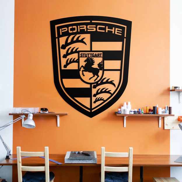 3D Wooden Logo - Porsche