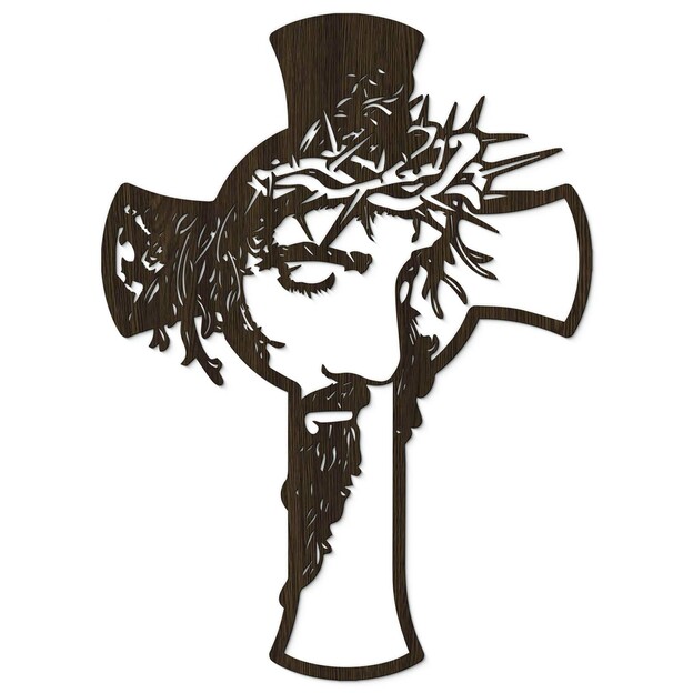 Wooden Cross on the Wall with Jesus