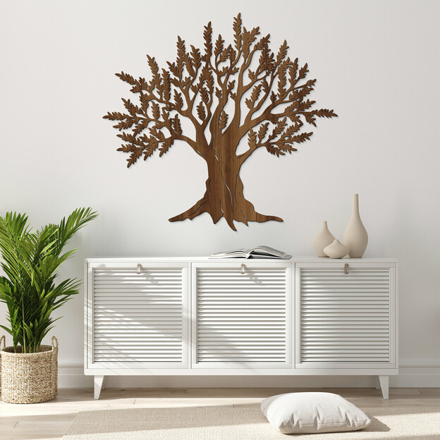 Wooden Tree on the Wall - Olive