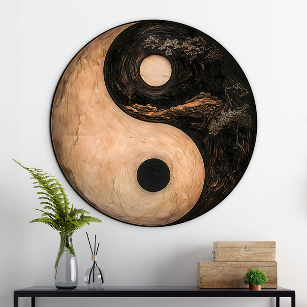 Round Wall Art Symbol - Yin and Yang