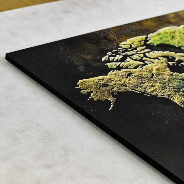 Wooden World Map with Moss Design