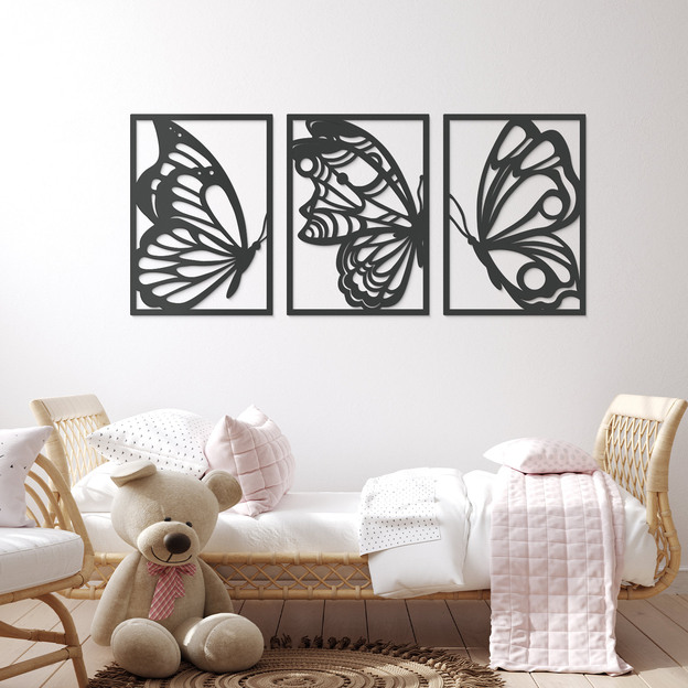 Multi-Panel Wooden Wall Art - Butterflies