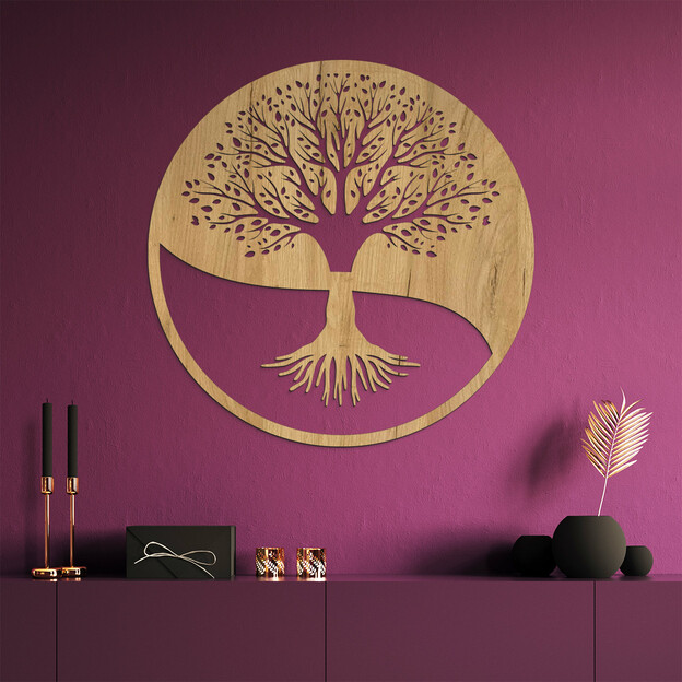 Wooden Wall Art - Tree of Life in a Circle