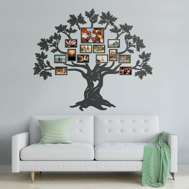 Wooden Family Tree with Photo Frames - Oak