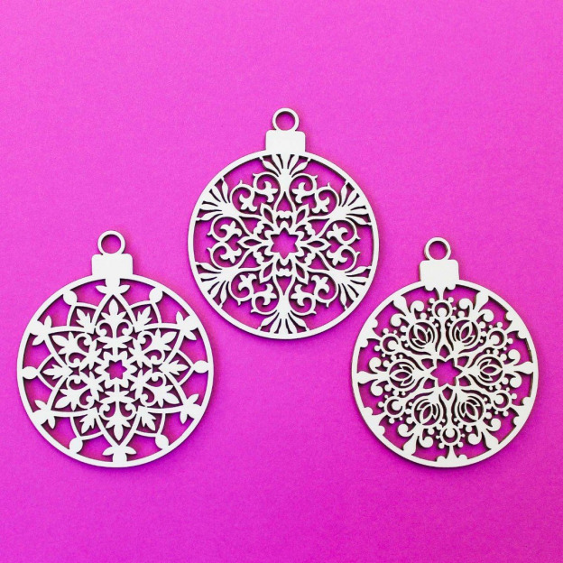 Christmas Balls - Set of 3 types, 2 pcs each (6pcs)