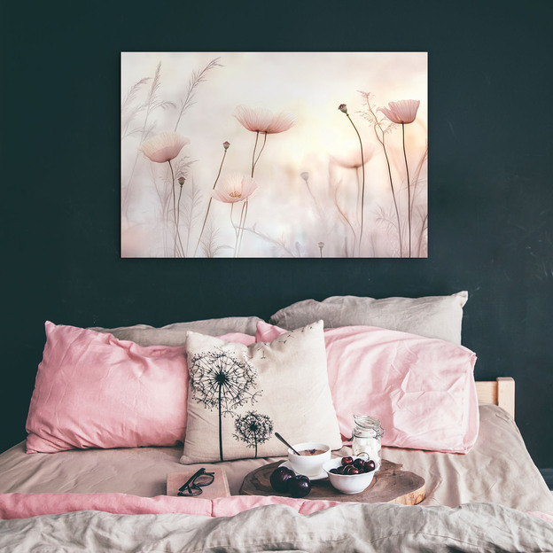 Wooden Wall Art for Bedroom - Pink Poppies