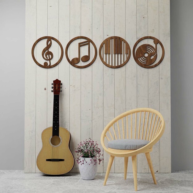 Wooden Wall Stickers - Music Icons