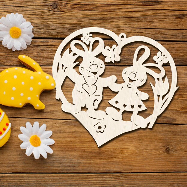 Easter Decoration Made from Wood - Bunnies