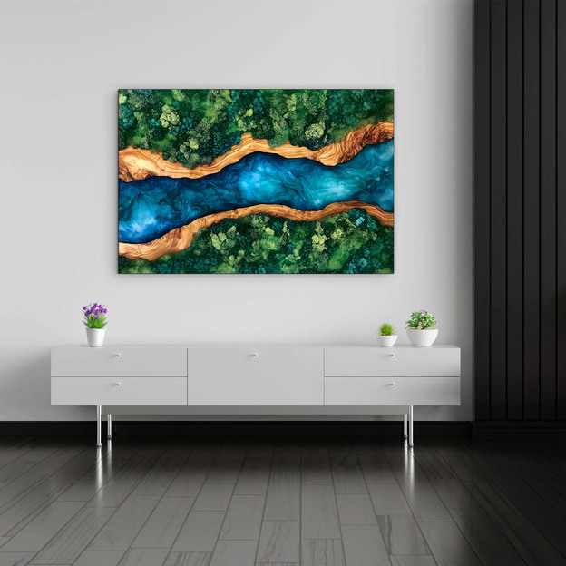 Printed Moss and Epoxy Wall Art - Nature