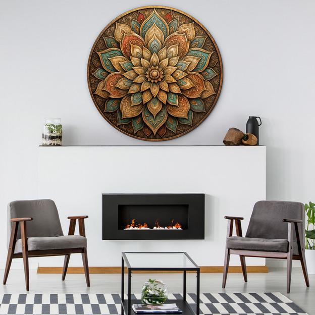 Wooden round mandala - Shanti