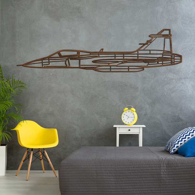 Wooden silhouette of a fighter jet - JAS 39 Gripen CD