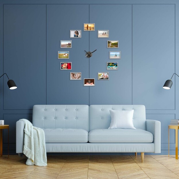 Stick-On Clock with Photo Frames