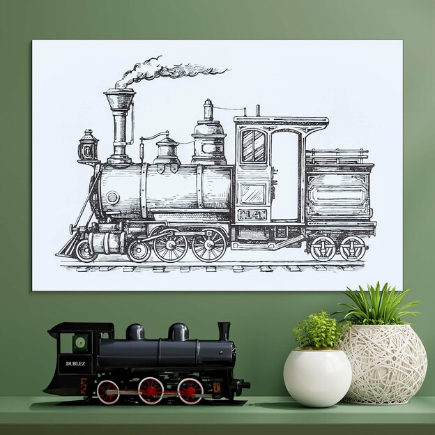 Wooden Vintage Picture - Locomotive