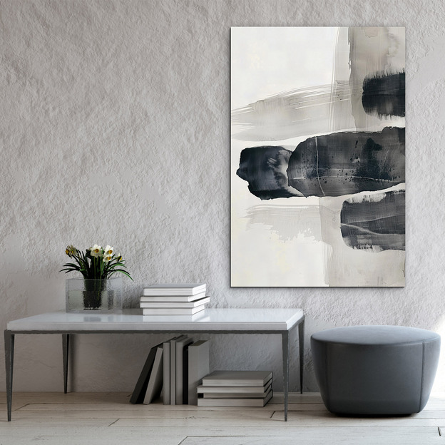 Abstract painting on wood - Ink balance