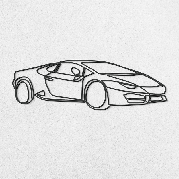 Wooden Line Art Wall Art - Lamborghini Huracán