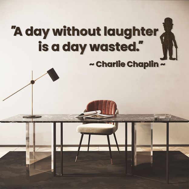 Wooden Quote on the Wall by Charlie Chaplin