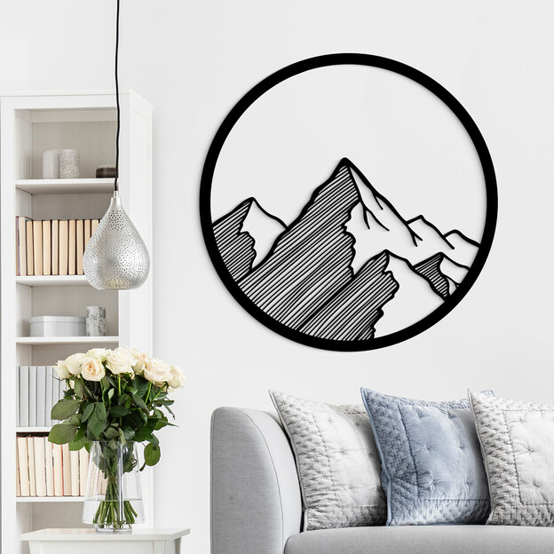 Minimalist Cut-Out Wall Art - Mountains in a Circle