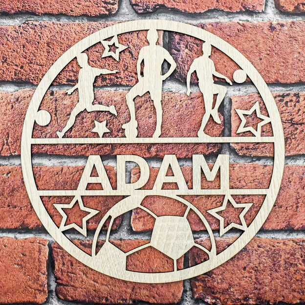 Wooden Wall Art - Footballer with Name